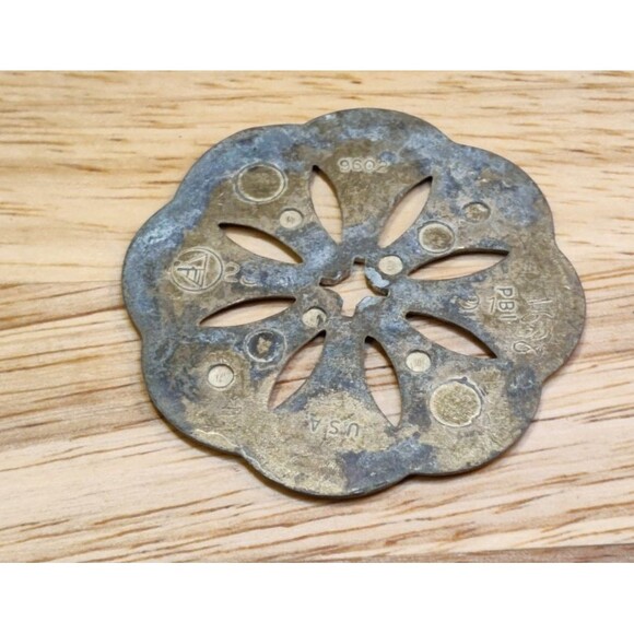 Vtg BPI USA Bronze Cabinet Door Knob Set Flower back plate handle 9602 - Picture 2 of 5